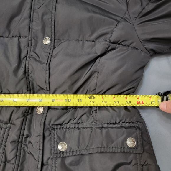 Route 66 Black Puffer Coat with Pink Plaid Lining and Snap Front Size Small - Picture 6 of 13